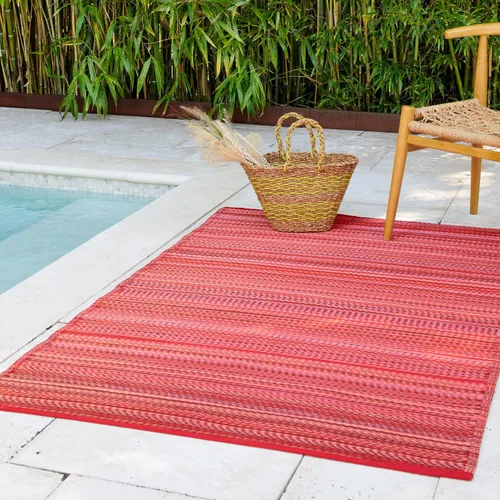 Vista 12 de Fab Habitat - Alfombra Ombre para exteriores, impermeable, resistente a la decoloración, sin arrugas, plástico reciclado prémium, a rayas, para Big