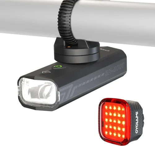 Bike Light Bike Headlight and Tail Light Rechargeable Battery Set Compatible with Garmin/GoPro Aluminium Alloy IPX6 Waterproof,Bicycle Light Fits