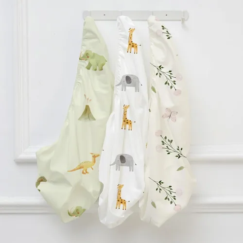 Vista 28 de Sábanas Florales para Moisés de Niña Paquete de 3, Sábana Ajustable para Colchón Transpirable y Cómoda, Moisés de Viaje Elástico y Moderno, Sábanas