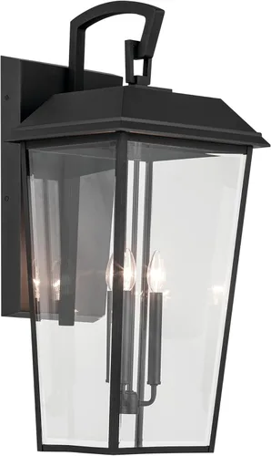 Vista 8 de KICHLER Mathus 59118BKT - Lámpara de pared tradicional para exteriores, con textura negra, de lujo, con vidrio transparente, para paredes