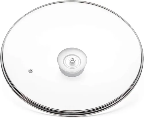 Vista 2 de Tapa de vidrio para sartén, sartén, sartén y tapa de sartén con mango recubierto de anillo de silicona, 12 pulgadas, transparente