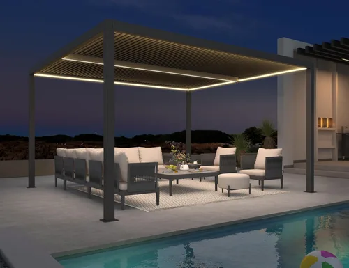 Vista 25 de PURPLE LEAF 94AS - Pérgola pequeña de aluminio compacto de 10 x 12 pies con techo rígido con listones ajustables para patio, cubierta de terraza