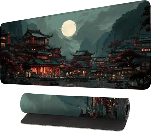 Vista 44 de Alfombrilla para mouse, antideslizante grande con bordes cosidos, tapete de escritorio para escritorio, laptop, computadora, teclado, protector