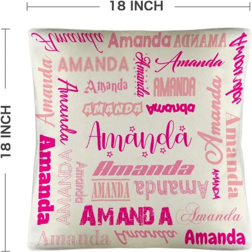 Vista 2 de Funda de almohada personalizada con nombre, fundas de almohada de lino con nombre personalizado, funda de almohada personalizada con tu nombre