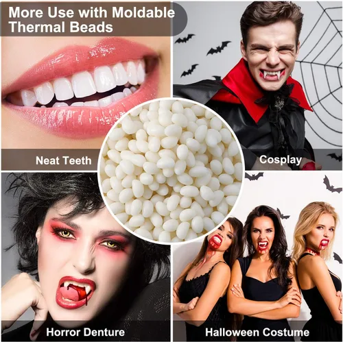 Vista 4 de Nuanchu 100g Tooth Repair Kit Moldable Beads for Teeth Replacement Thermal Adhesive Tooth Solid Gel Temporary Fake Teeth Filler for Filling, Fixing