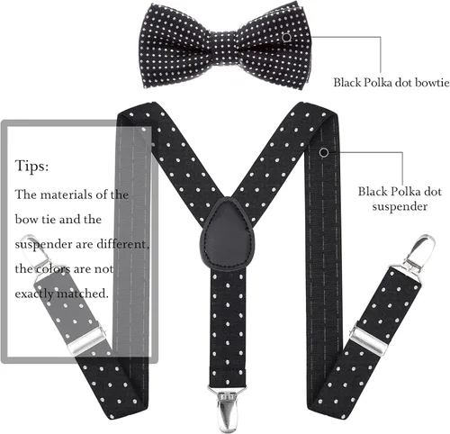 Vista 5 de AWAYTR Juego de corbatín con tirantes y tirantes ajustables para niños y niñas