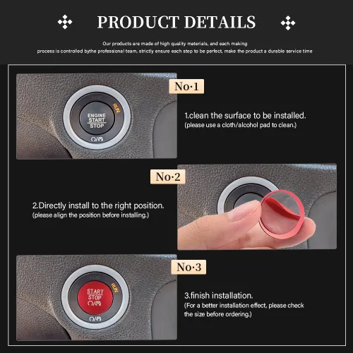 Vista 5 de LECART Pegatina Roja de Cubierta de Botón de Arranque que se Ajusta para Dodge Charger/Challenger/Durango/Ram 1500 Accesorios