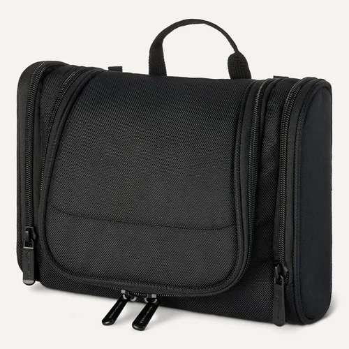 Vista 5 de Yaxa Essentials Neceser espacioso para artículos de aseo, kit Dopp colgante con compartimentos, portátil, poliéster, negro