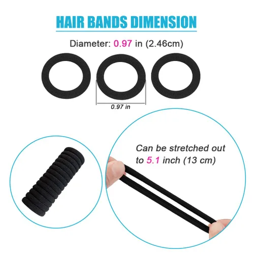 Vista 4 de Cintas elásticas para el pelo de bebé, bandas elásticas para el cabello pequeñas para niñas, bandas elásticas para coletas (negro)