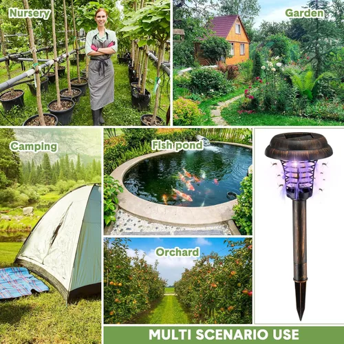 Vista 7 de Qualirey 4 unidades de exterminador solar de insectos impermeable al aire libre matamosquitos y lámpara repelente de iluminación