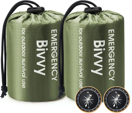 Esky Emergency Sleeping Bag, Survival Bag Portable Thermal Bivy Sack, Waterproof Lightweight Emergency Blanket Survival Gear with Compass for
