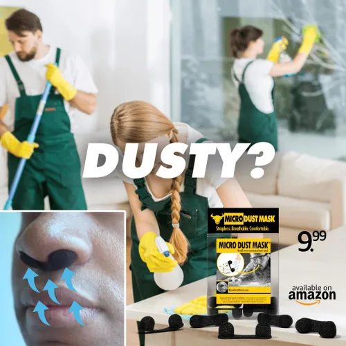 Vista 9 de Máscara de Polvo Micro - Máscara de Polvo para la Nariz - Filtro de Polvo para la Nariz, Bloqueador de Polvo Desechable, Respirable