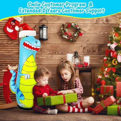 Vista 7 de Punching Bag for Kids 47" Inflatable Dinosaur Bop Bag with Thicker Material Instant Bounce Back with Boxing Gloves Karate Kickboxing Taekwondo Kids