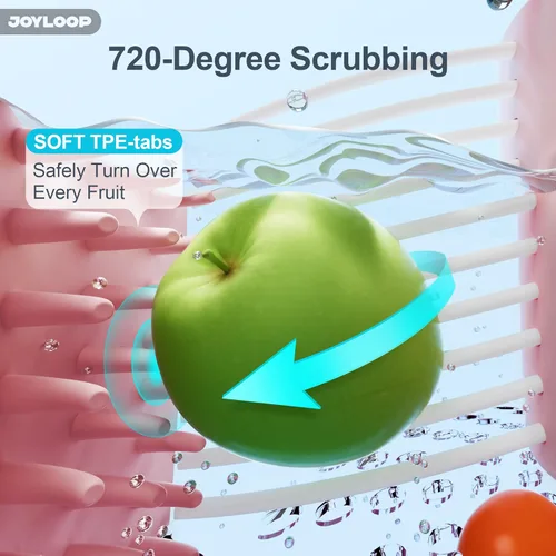 Vista 3 de JOYMOOP JOYLOOP Centrifugadora Limpiadora de Frutas, Centrifugadora Lavadora de Frutas Grande con Cepillo, Limpieza de Frutas con Cuenco de Lavado