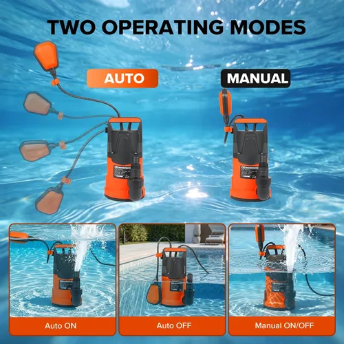Vista 5 de Prostormer Bomba de agua limpia sumergible 1HP, flujo alto de 3700 GPH, elevación máxima de 31 pies, interruptor de flotador automático