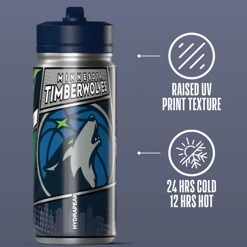 Vista 71 de Hydrapeak x NBA Los Angeles Lakers Botella de agua de 591 ml de acero inoxidable, botella deportiva con doble pared aislada con licencia