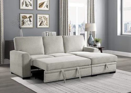 Vista 9 de Lexicon Sofá cama seccional moderno de mediados de siglo con diván de almacenamiento, sofá seccional extraíble, sofá seccional para sala de estar