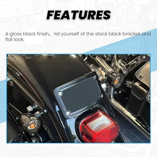 Vista 5 de ECOTRIC Soporte de placa de matrícula curvada con marco de reemplazo de montaje de placa Harley para 3148