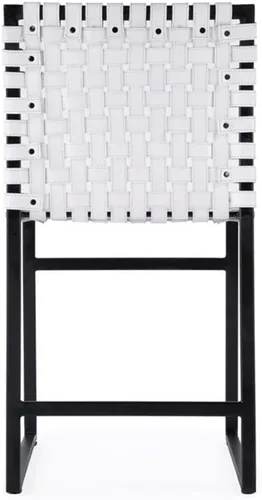 Vista 4 de Beaumont Lane Silla auxiliar contemporánea de cuero tejido de 25" en blanco