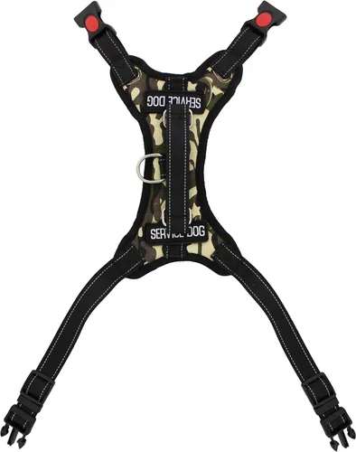 Vista 7 de MonMed - Arnés para perros de servicio para razas grandes, chaleco de servicio de impresión de camuflaje, arnés para mascotas para pecho de 25 a 30