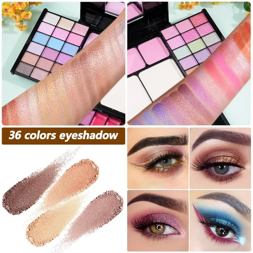 Vista 7 de Kit de maquillaje todo en uno para mujeres, niñas, adolescentes, 16 colores, sombra de ojos con brochas de maquillaje, paleta de maquillaje