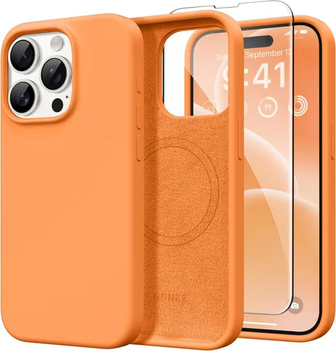 Vista 200 de GONEZ Funda magnética para iPhone 14, compatible con Magsafe, con protector de pantalla + protector de cámara, forro de microfibra antiarañazos