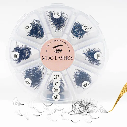 Vista 8 de Promade - Extensiones de pestañas de longitud mixta de 1000 abanicos, con volumen, 8D-16D, rizo C D, 0.315-0.630 pulgadas de longitud, 0.05-0.07