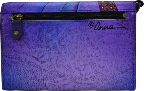 Vista 2 de Anna by Anuschka Bolso de mano pintado a mano de cuero genuino vintage para mujer