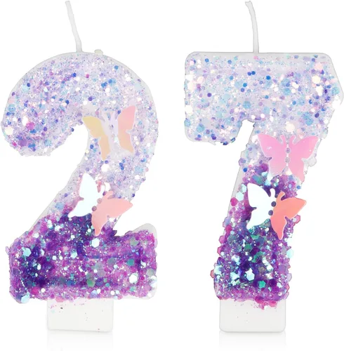 Vista 76 de Velas de cumpleaños número 1, decoración de fiesta de cumpleaños de mariposa para mujeres y niñas, vela morada de feliz cumpleaños para pastel, vela