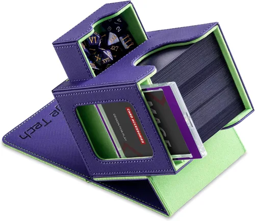 Vista 16 de Mage Tech Caja de cartas para MTG Commander, diseño patentado, pantalla Commander, se adapta a 100 tarjetas de doble manga, ladrillo de tarjetas