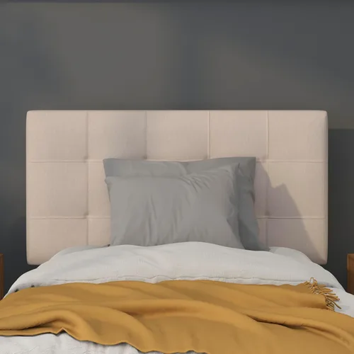 Vista 4 de Flash Furniture Bedford - Cabecero tapizado con capitoné de puntada de caja para cama individual en tela beige