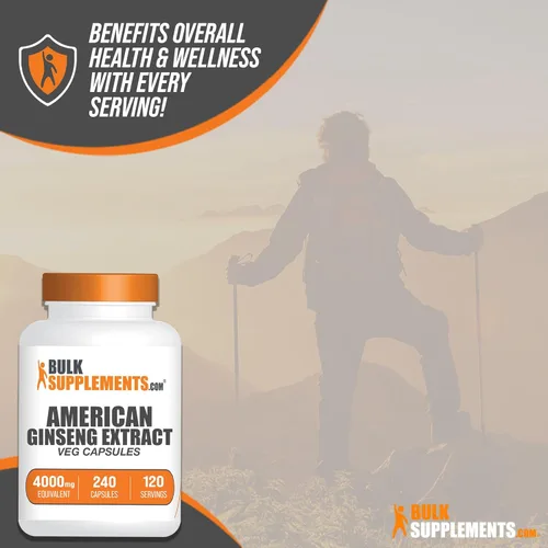 Vista 5 de BulkSupplements. com Cápsulas de ginseng americano, extracto de ginseng americano, suplemento de hierbas de ginseng, vegano, 2 cápsulas por porción