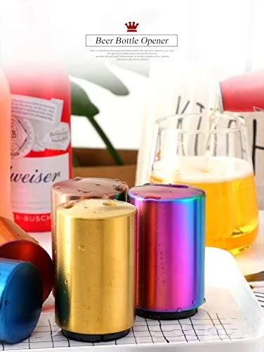 Vista 3 de Abrebotellas, abridor de botellas magnético con captador de tapa, picnic, camping, barbacoa, viaje (negro)