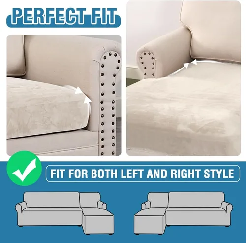 Vista 7 de H.VERSAILTEX Funda de cojín elástica de terciopelo para sofá, funda de cojín de felpa para cojines de silla, protector de muebles, cojín de asiento