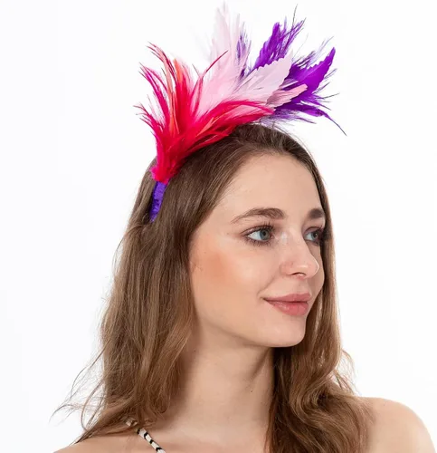 Vista 6 de AGITATESAND Diadema de plumas para tocado de boa para fiesta boda sala de belleza tocado