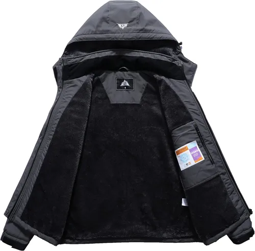 Vista 3 de Chaqueta de esquí impermeable para mujer, resistente al viento, cortavientos, abrigo de nieve cálido con capucha