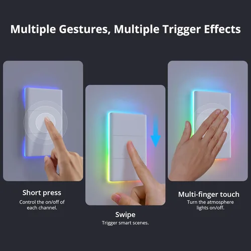 Vista 5 de SONOFF Interruptor de luz inteligente, interruptor de luz WiFi de 2.4 GHz, funciona con Alexa y Google Home, T5 2 Gang 1 Way Smart Life Light