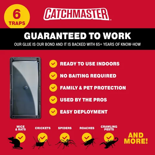 Vista 8 de Catchmaster Trampas de pegamento para ratas y ratones con masilla adhesiva, 2 unidades, tablero de pegamento grande a granel, trampas para ratas