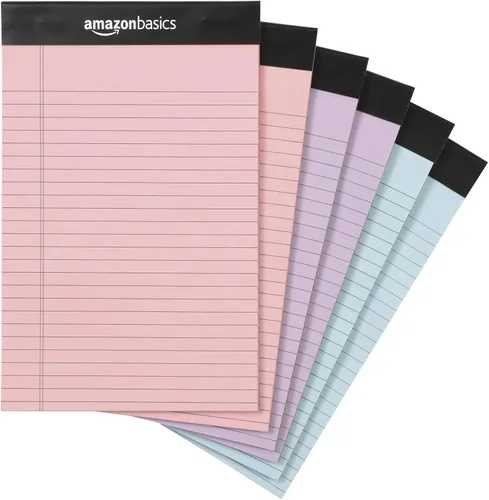 Vista 12 de Yaxa Basics Bloc de notas de escritura con rayas anchas de 50 hojas, 8.5 x 11.75 pulgadas, paquete de 12, 600 hojas perforadas, canario
