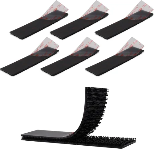 Vista 15 de Cierre resellable de doble bloqueo SJ3550 1" x 1" 10 piezas, cinta adhesiva de gancho en forma de hongo, negro, resistente para montaje de soporte