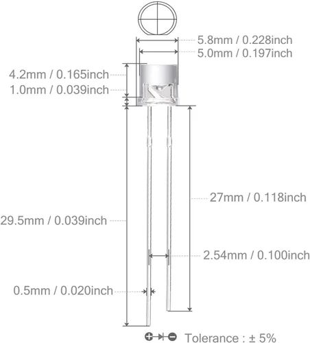 Vista 3 de Chanzon 100 unids 0.197 in blanco plano superior LED diodo luces (lente transparente transparente) lámparas de bombilla de iluminación electrónica
