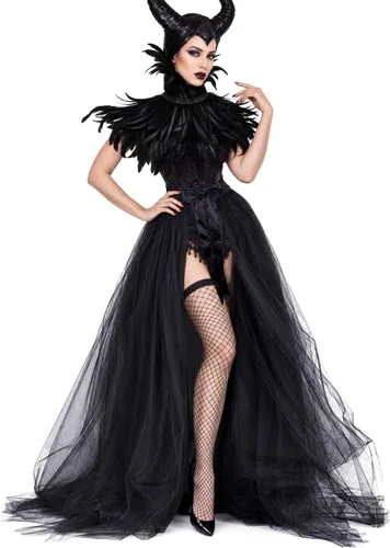 Vista 10 de UQJE Disfraz de bruja gótica para mujer, falda de tul, chal de plumas y Negro1