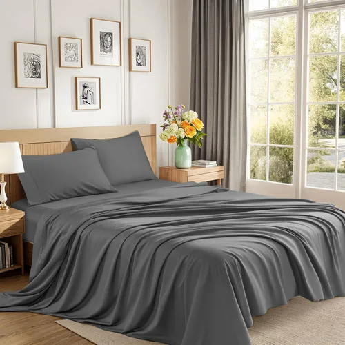 Sábanas de algodón de 1200 hilos, sábanas 100% algodón egipcio para cama tamaño Queen, muy suaves con sábanas de bolsillo profundo de 16 pulgadas,