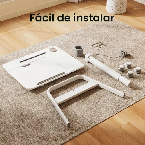 Vista 10 de JOY worker Escritorio móvil de pie, mesa ajustable en altura, escritorio para computadora portátil con ruedas inclinable de 60°, escritorio portátil