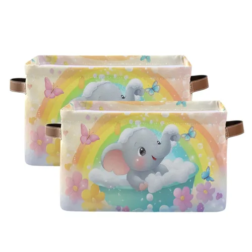 Vista 10 de Emelivor ABC - Contenedor de almacenamiento plegable con asa rectangular impermeable ABC Dinosaurios cesta para almacenamiento cubo organizador