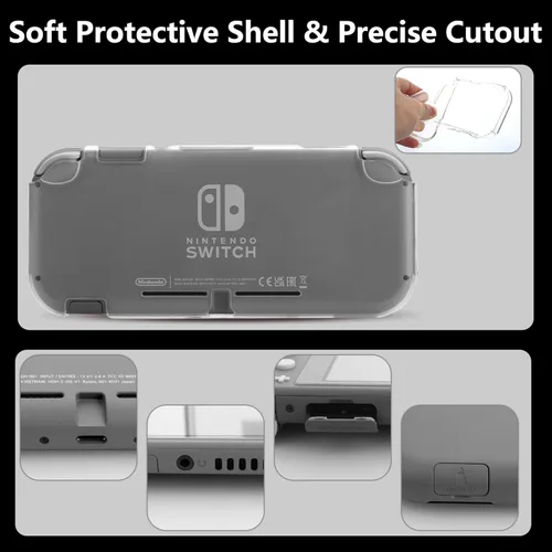 Vista 4 de FANPL Carrying Case for Nintendo Switch Lite, Portable Travel Accessories Bundle with Blue Switch Lite Storage Case, Clear Protective Skin Shell