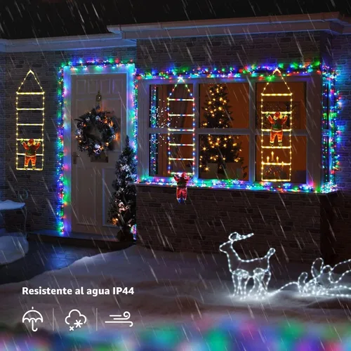 Vista 4 de Luces LED de escalera para decoraciones navideñas de 10 pies con Papá Noel