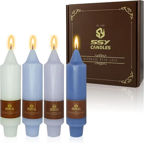 Vista 59 de Velas de hechizo blanco de 5 pulgadas, velas cortas cónicas de vigilia, velas de campanilla, 4 unidades para oración y meditación de fe religiosa