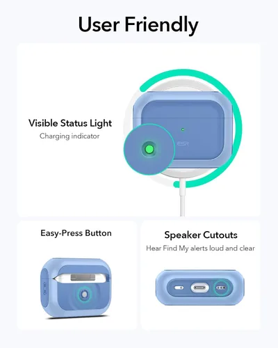 Vista 9 de ESR Funda para AirPods Pro 2, compatible con Funda de Airpods Pro de 2ª/1ª generación (2023/2022/2019), compatible con MagSafe, cubierta