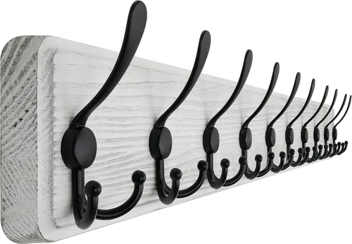 Vista 34 de SKOLOO Perchero de pared montado en la pared de estilo rústico: Perchero de pared de pino de madera auténtica de 40,6 cm de orificio a orificio